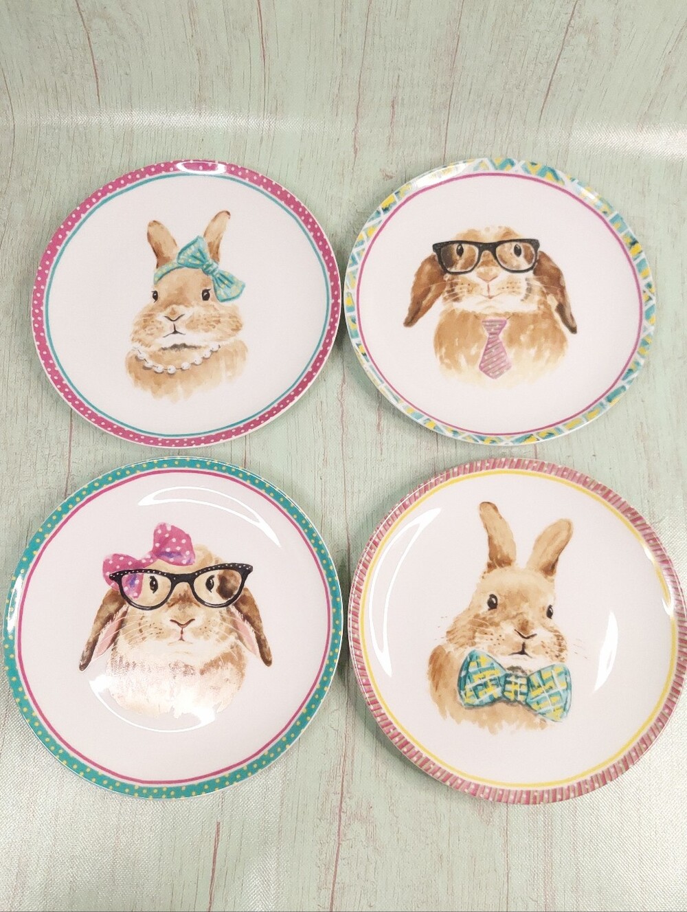 Pier 1 Imports Easter Bunny Plates Set Of 4